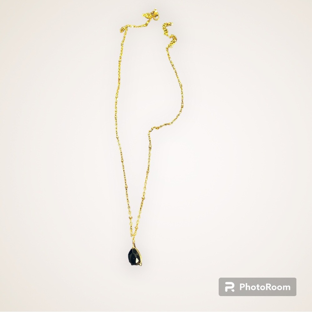14K gold Plated black diamond necklace